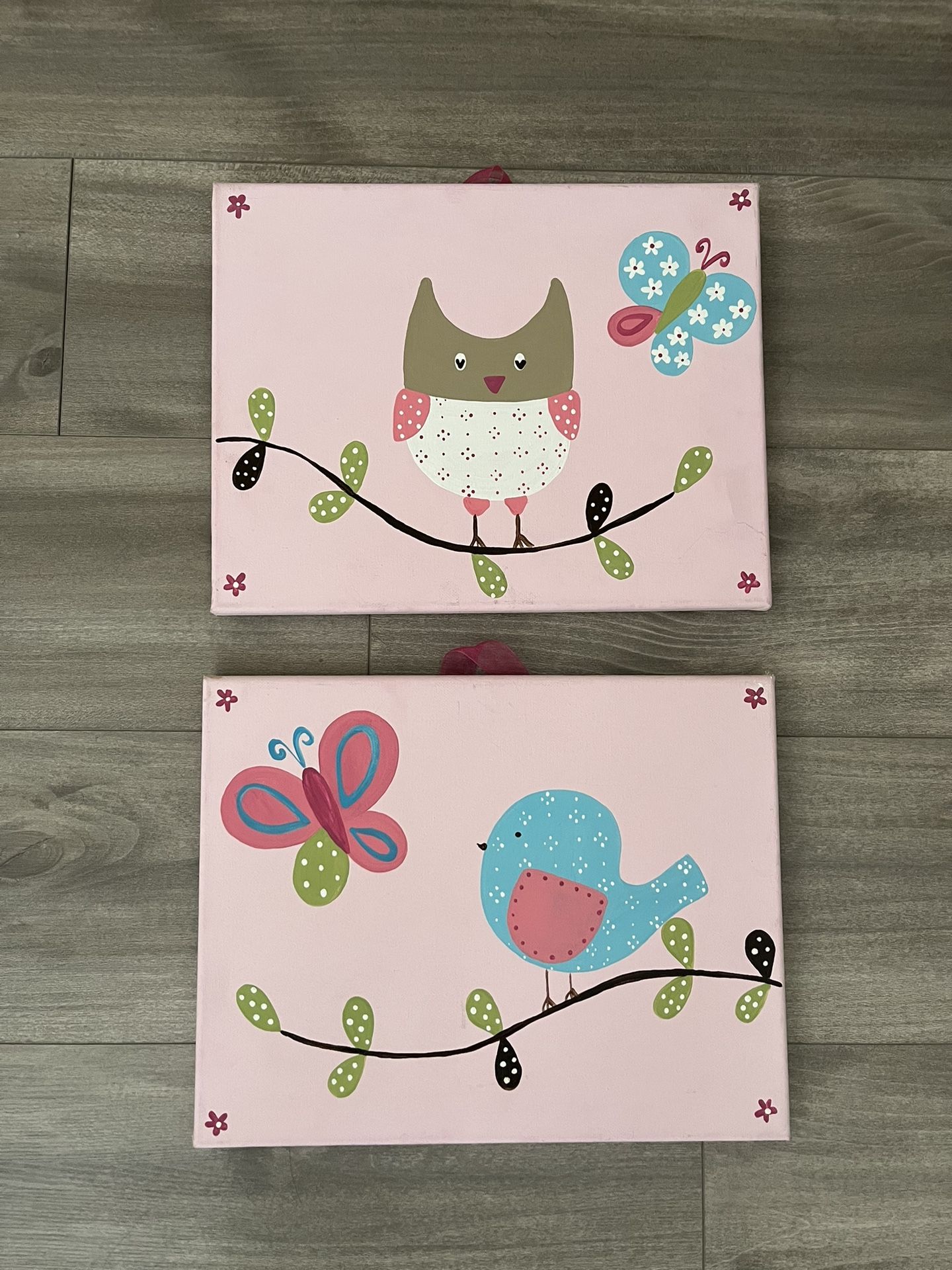 Baby Girl For Kids Room Set Of 2 Canvas Wall Art