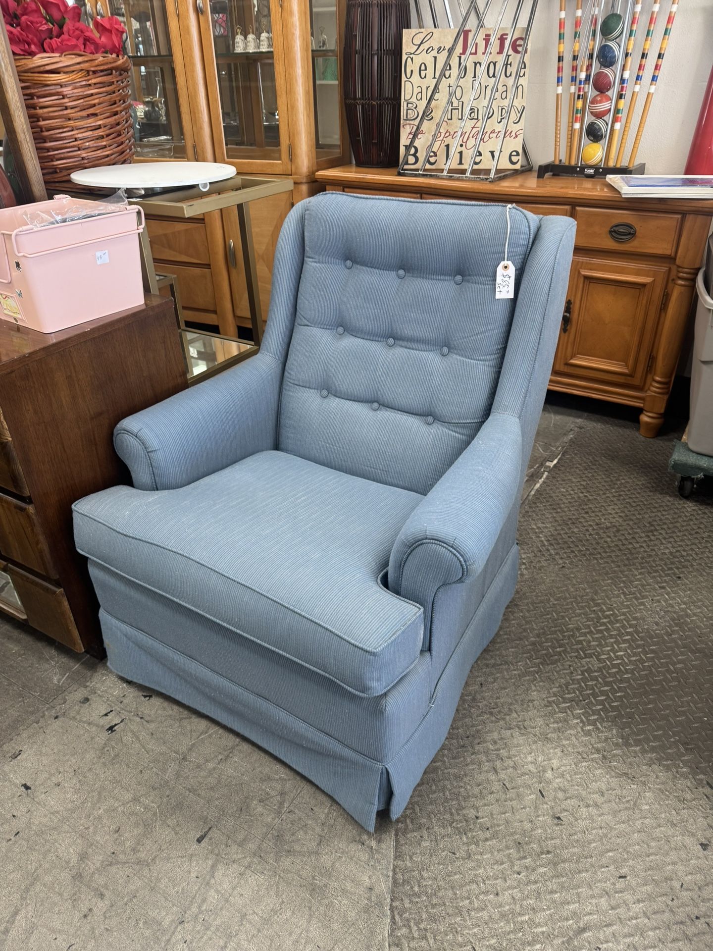 Armchair Upholstered Chair with Ottoman
