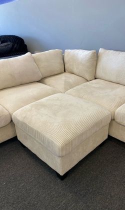 IVORY, SAGE, BLACK, DARK GRAY or LIGHT GRAY Plush Corduroy 99x99 sectional sofa with ottoman $550