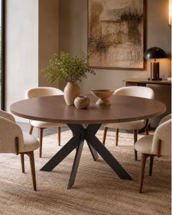 Round Wood Dining Table with Spider Base