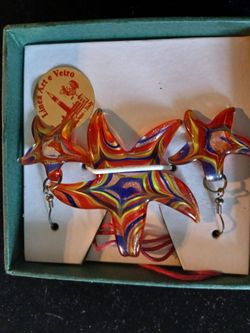 Vintage Moreno Glass Set Earrings and Neclace