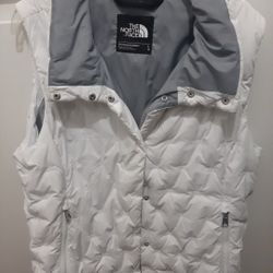 THE NORTH FACE Holladown Puffer Vest LARGE White, Euc. Obo
