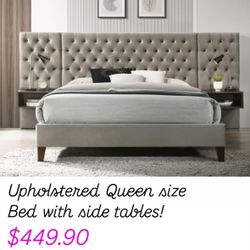 Queen Size Bed With Side Tables. $53 Down Payment