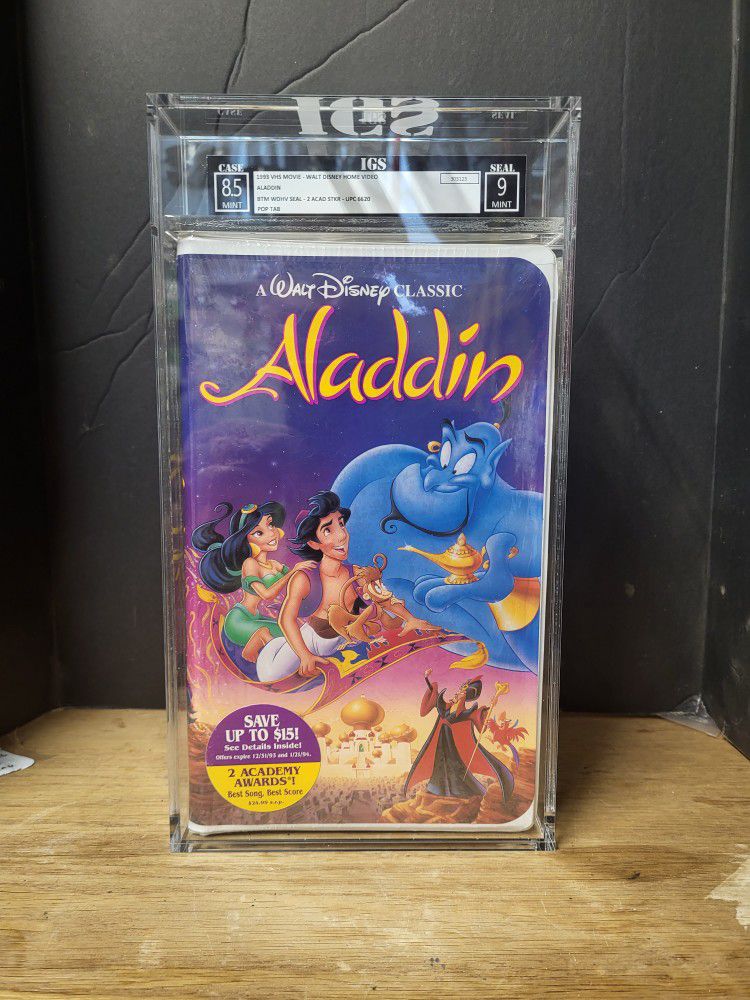 1993 Black Diamond Disney's Aladdin - Sealed VHS IGS 9/8.5 Seal Grade.
