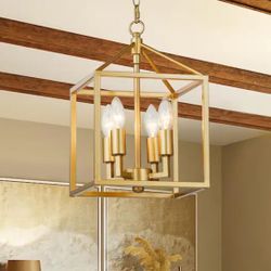 4 Light Gold Chandelier Lantern Dining Room