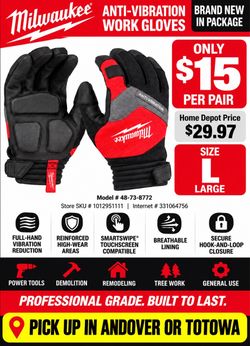 Milwaukee Anti-Vibration Work Gloves ā Large ā Brand New