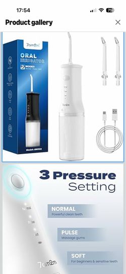 7AM2M Portable Cordless Water Flosser, Oral Irrigator with 3 Modes & 2 Tips, Fast Rechargeable, IPX7 Waterproof, Dental Water Flosser for Travel and H