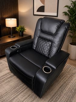Brand New Black Recliner Chair with Cup Holders