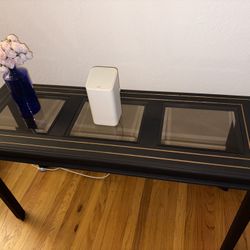 Black & gold Glass-Top Console Table