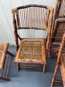 Vintage mid century folding bamboo chairs