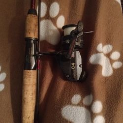Abu Garcia Cardinal C4 Open Face Reel, Shakespeare Bass Outdoor America Fishing Pole Graphite 6'6 Medium Action 6-12 Lb Line Wt. Excellent Pole & Reel