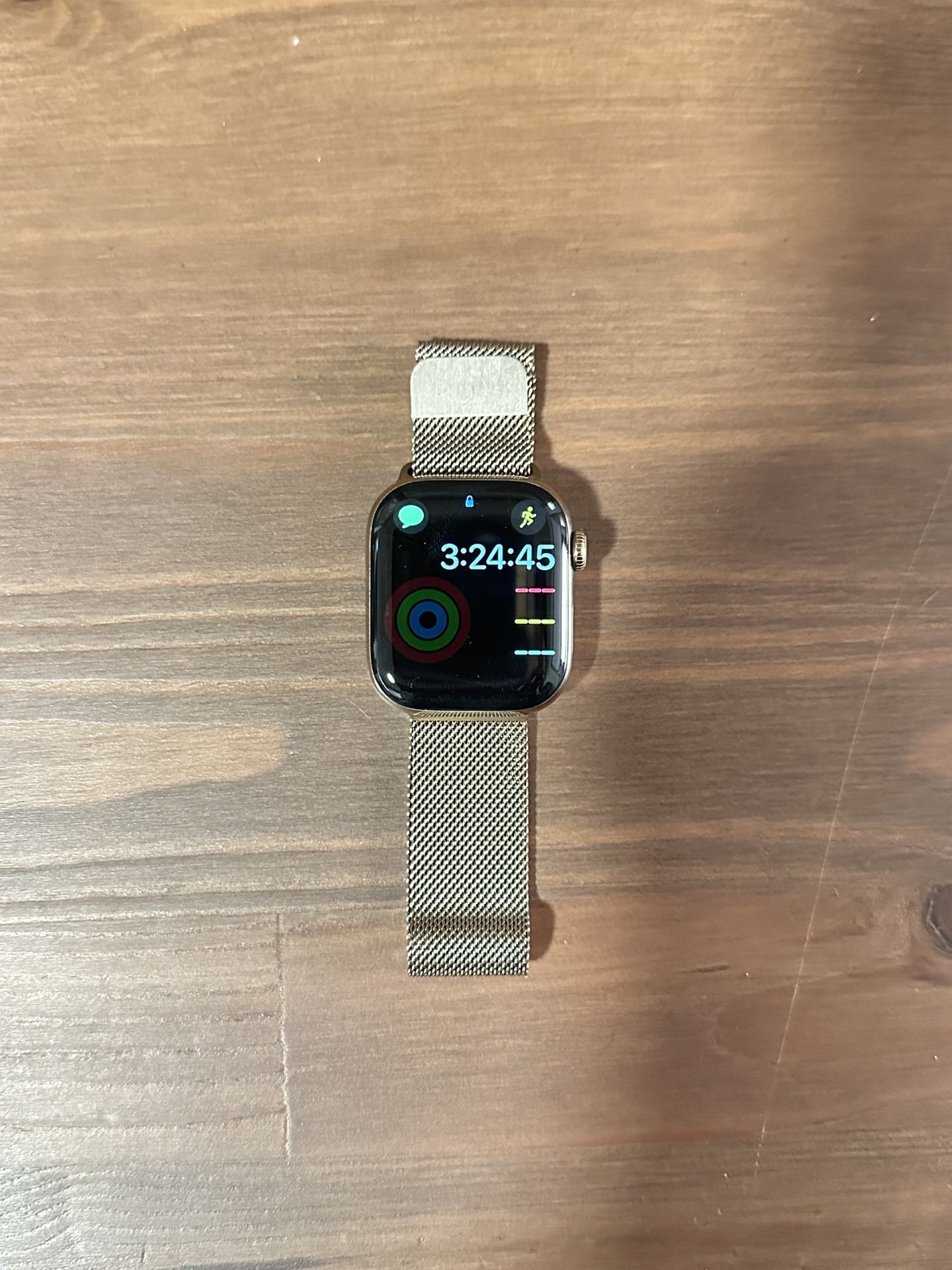Apple Watch series 10 42mm in gold titanium case with gold milanese loop