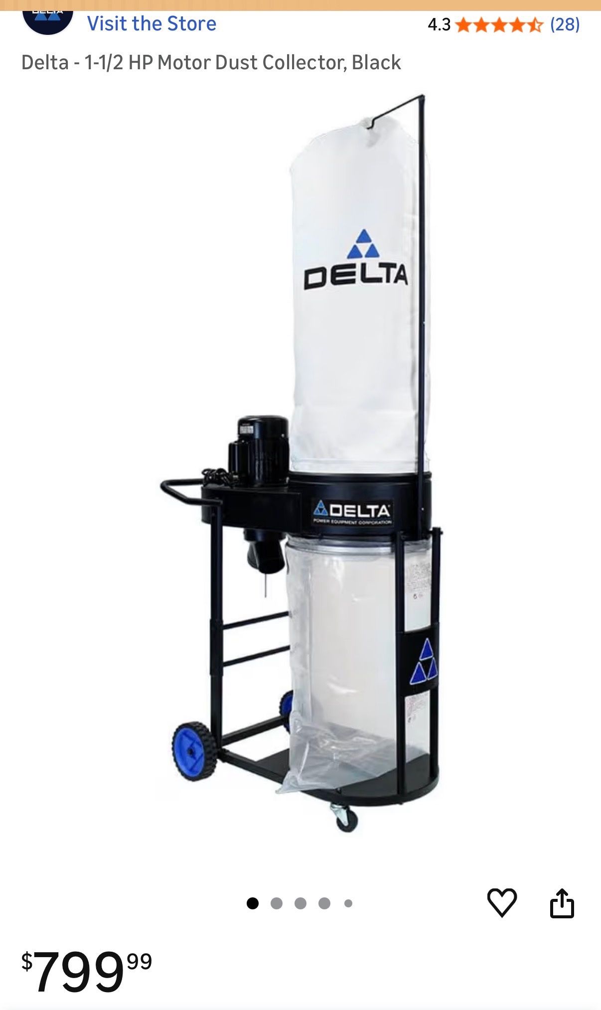 Delta Dust collector ***NEW IN BOX*** Retails For $799