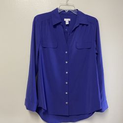 Women’s CHICO’S Modal/Polyester/Spandex, Purple, Long Sleeve, Button-Down Stretch, Shirt… Size 1 = Medium/8