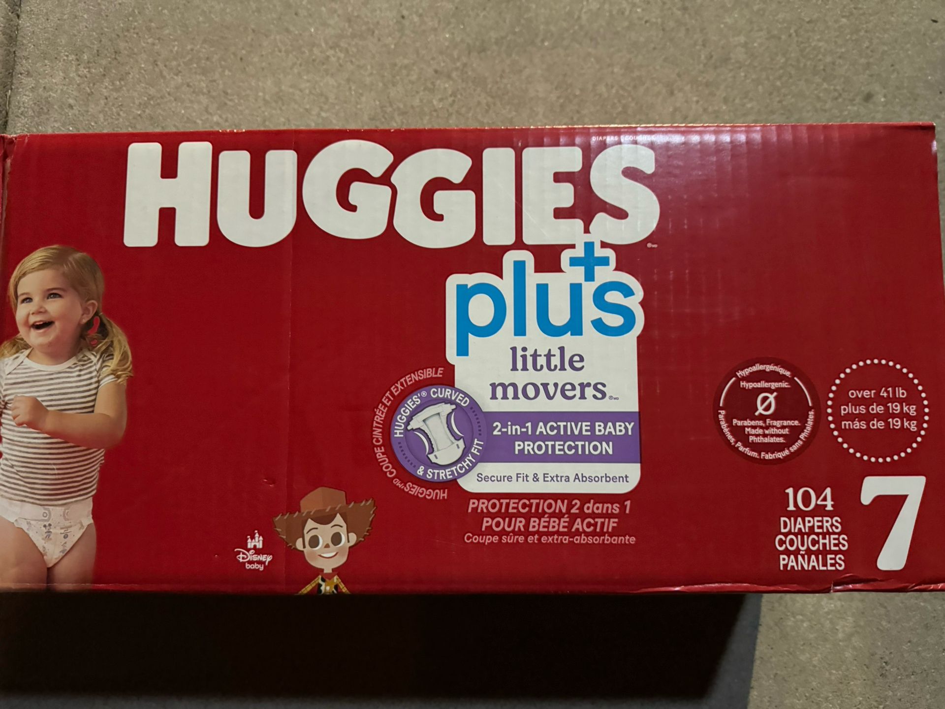 Huggies Size 7 104 Total Diapers- New Sealed Big Box
