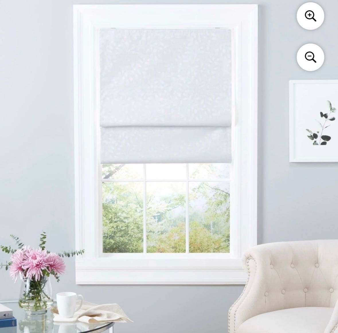 Exclusive Home Bolan Botanical Total Blackout Roman Shade, 31"x 64", White
