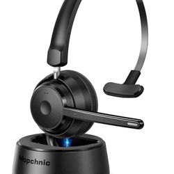 Wireless Headset with Upgraded Microphone AI Noise Canceling, On Ear Bluetooth Headset