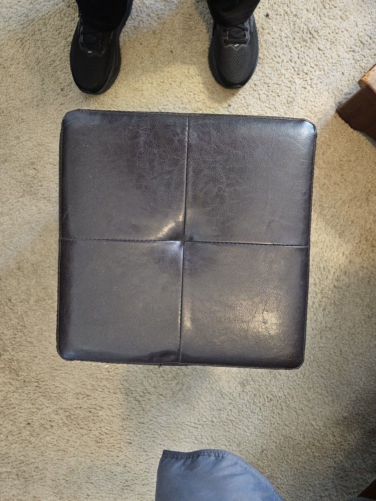 2 Small Dark Brown Storage Ottomans 