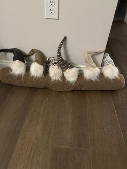 Garden gnome log door stopper decor