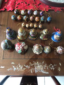 Cloisonne enamel ornaments and tree