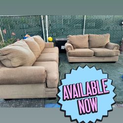Brown couch and loveseat great condition clean we sell all the time delivery $40 local
