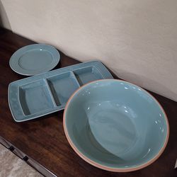 Food Network Stoneware, 9" Plates $2.00 ea, Heavy bowl n 3 division Platter $10.00 ea, NEW GIFTABLE