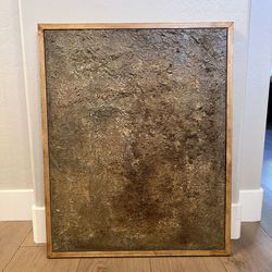 32x26 Hand Painted Textured Natural Wood Framed Taupe Brown Canvas Artwork