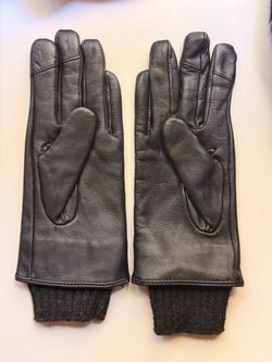 Black leather gloves