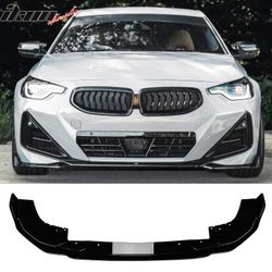 Fits 2024-2026 Ford Mustang GT Style Front Bumper Lip Spoiler Gloss Black ABS 3PCS