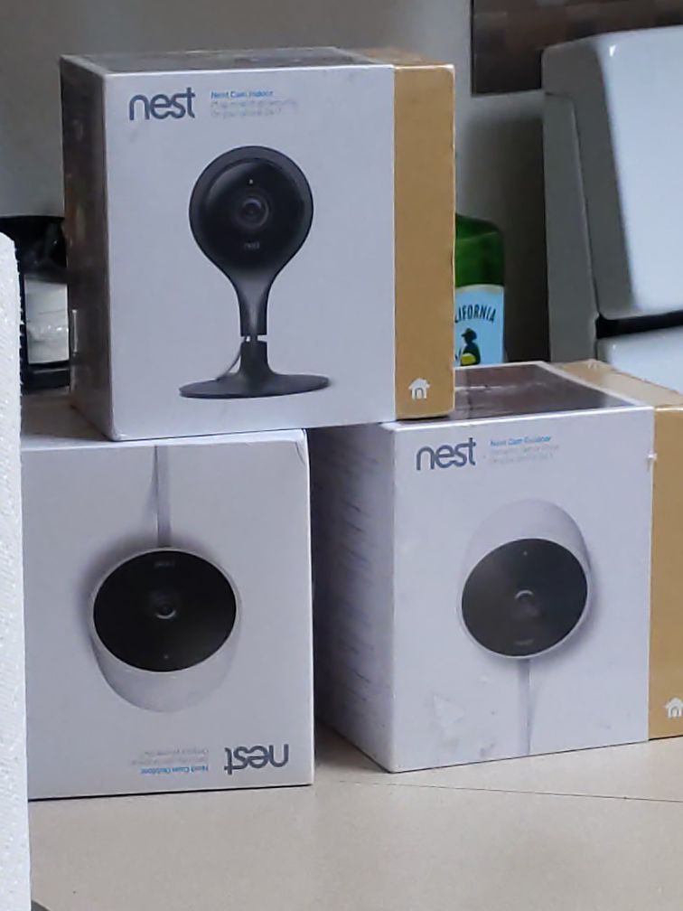 Nest indoor camera, and 2 outdoor cameras