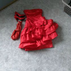 Red Dress Size 8 Shoes Size 7 And 1/2