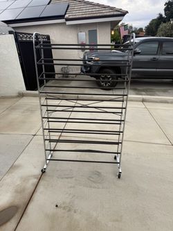 Multi-Tier Metal Shoe Rack with Wheels