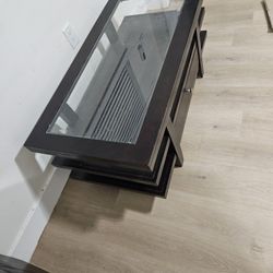 Dark Brown Coffee Table - Glass Top