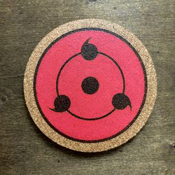 Naruto Sharingan Laser Engraved Painted Cork Coaster