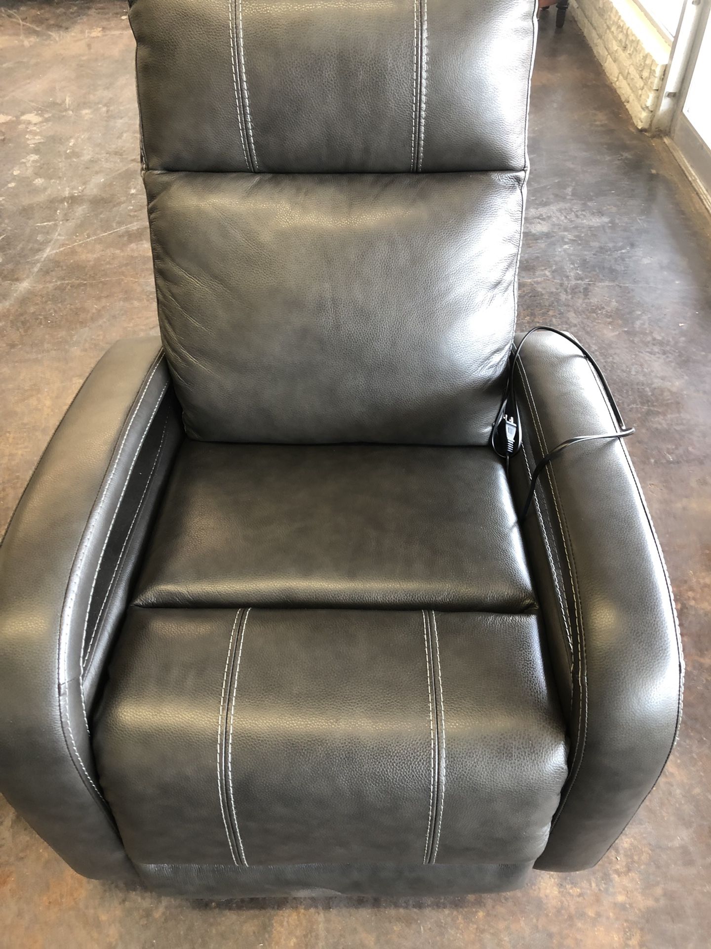 New gray leather power recliner