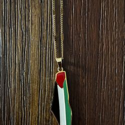 Necklace w/Palestine Flag Map Pendant