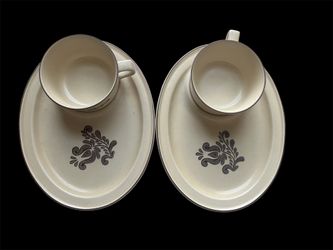 Pfaltzgraff Stoneware Cup & Saucer Beige Brown Microwave & Oven Safe set of 2