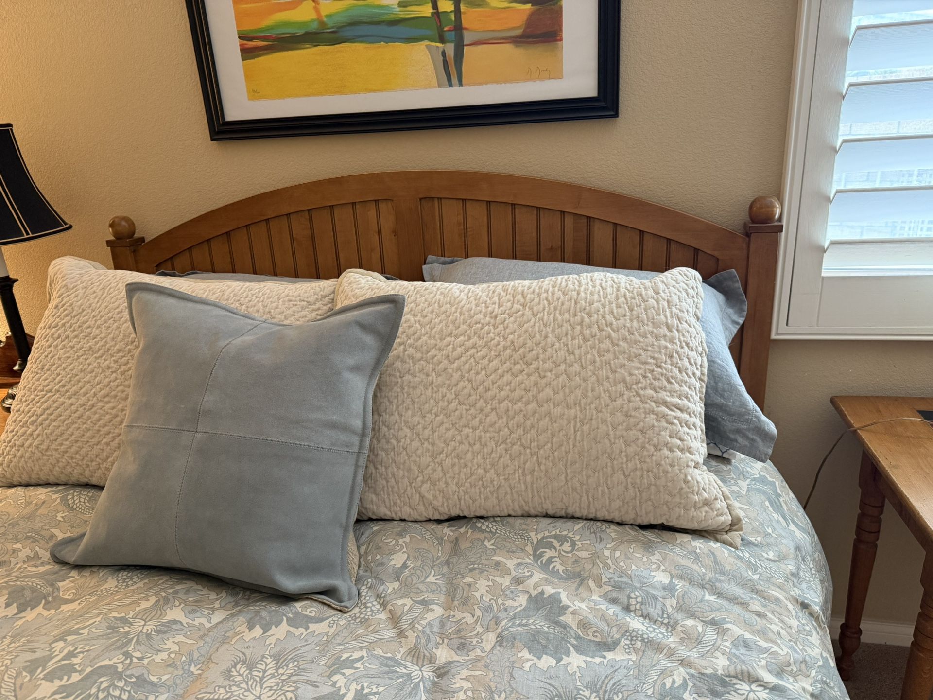 Ethan Allen Wood Headboard -size queen and metal bed frame