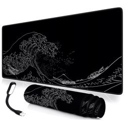 Extended LARGE Japanese Wave GAMING MOUSE PAD (35.4 x 15.7 )  Single piece price : 8$ ( In Bulk 6$ /per Piece)