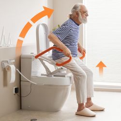 Electric Raised Toilet Seat, Powered Toilet Seat Riser for Seniors, Elevated Toilet Seat with Handles, Toilet Lift Assist, Support to 330LBS