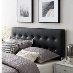 Full Size Tufted Faux Leather Headboard Bed Frame (Brand New)