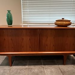 Large Teak Danish Mid Century Modern Credenza Buffet Storage Cabinet, New Finish
