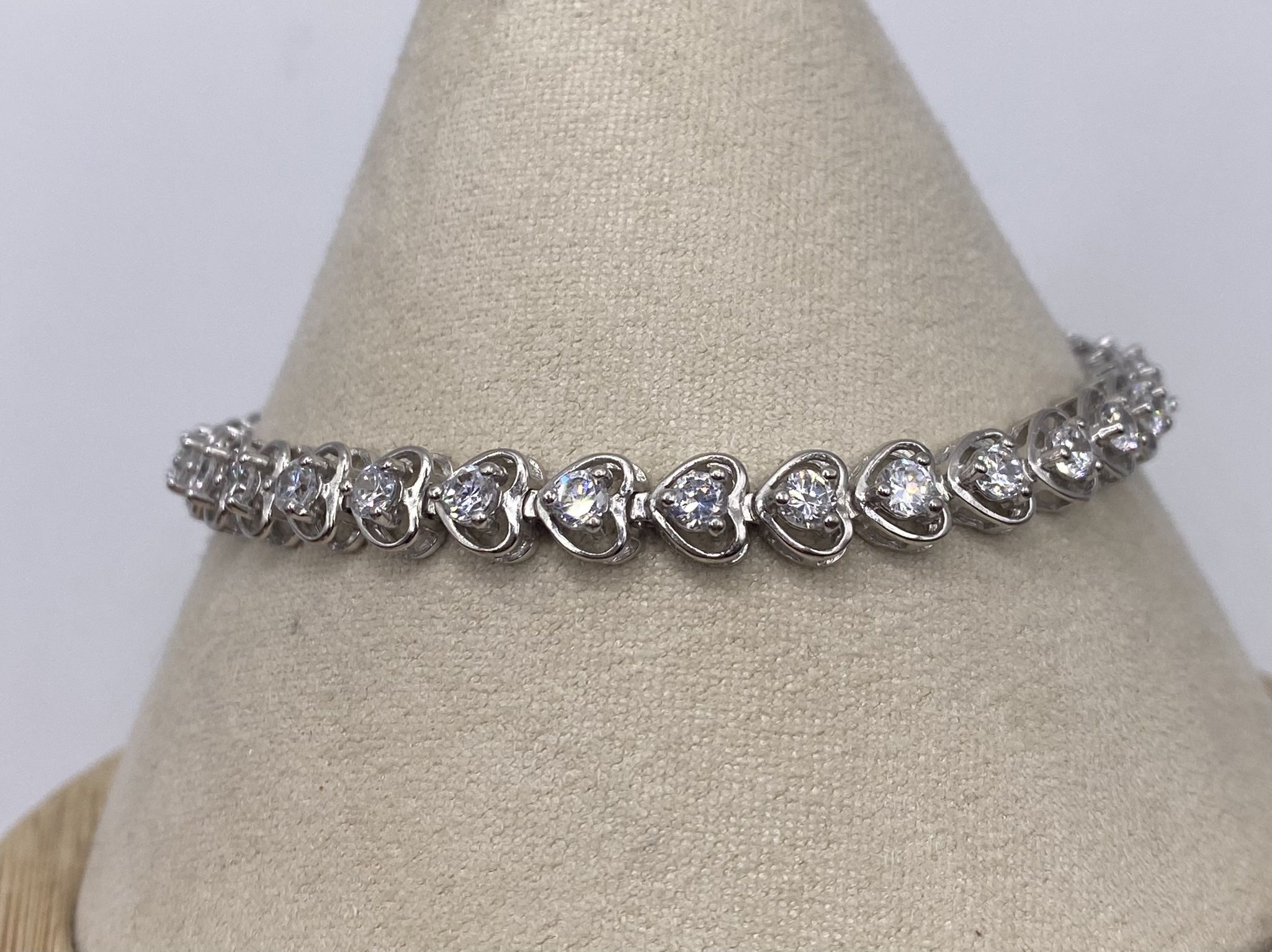 925 CZ heart Tennis Bracelet