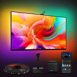 Govee Envisual LED Backlights for 75-85 inch TVs, 16.4ft RGBIC WiFi DreamView T1 TV Backlights with Camera, Works with Alexa & Google Assistant, App C
