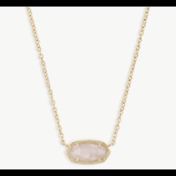 Elisa Gold Pendant Necklace in Rose Quartz