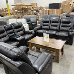 Premium Black and Brown Reclining Living Room 3Pcs Sofa Set (3.11) Juego de sofás de 3 piezas para sala de estar reclinable negra y marrón de primera 