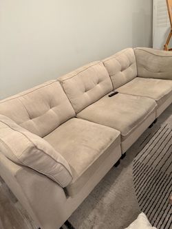 Beige Fabric Sectional Sofa
