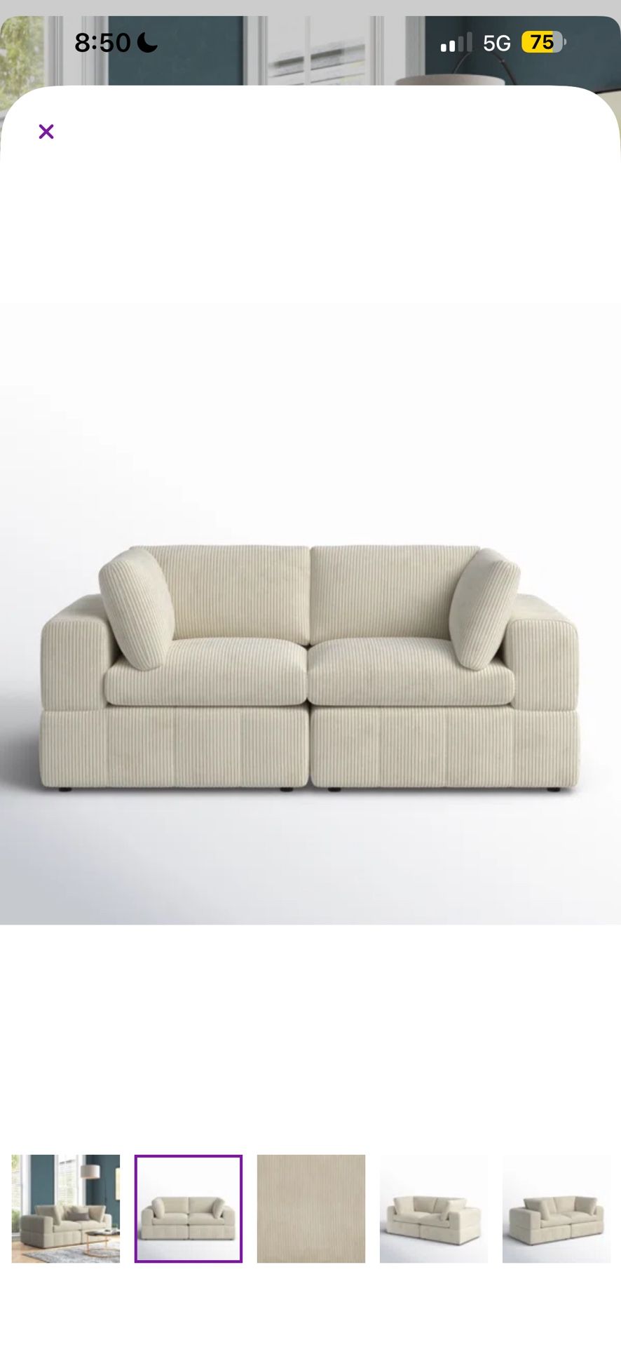 Corduroy loveseat