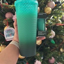 Ombre Green Studded Starbucks Tumbler Set