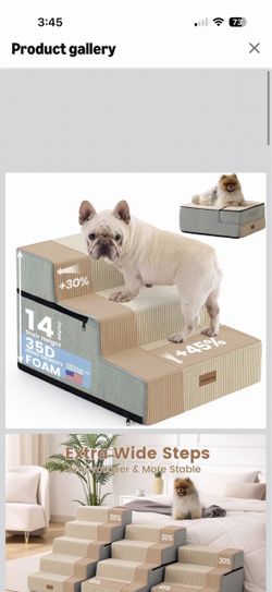 Gardner Pet Dog Stairs for Small Dogs 18"W x22"L x14"H, 3-Step Extra Wide Dog Steps for Bed, Pet Stairs for Bed and Couch with Durable Non-Slip Waterp